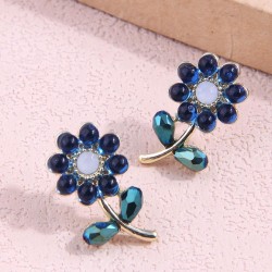 Korean style fashion sweet crystal flowers personality woman ear stud