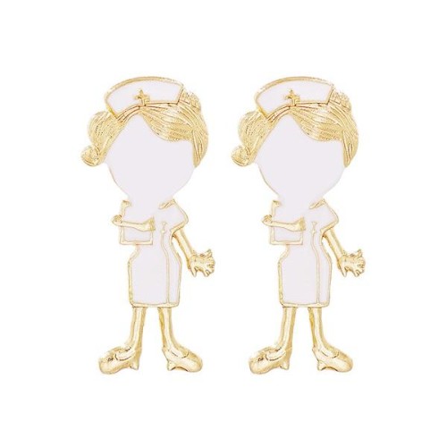 angel woman ear stud earrings Street Snap