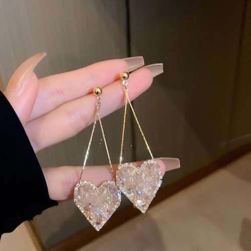  gold silver diamond natural love earrings Korea beautiful samll wind ear stud earring temperamen
