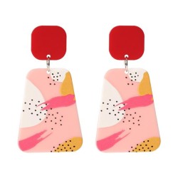 Japan and Korea temperament Irregular geometry resin earrings Graffiti cartoon..