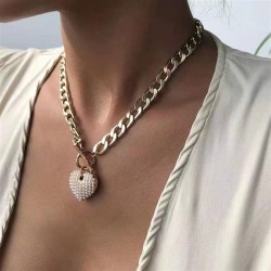 occidental style love pendant sweater chain necklace retro wind man woman tren..