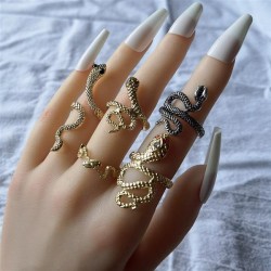 fashion gold silver colorins wind geometry snake ring Bohemia diamond ring
