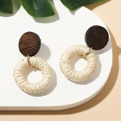 occidental style creative geometry Wood Round earrings woman ins exaggerating ..