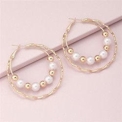  occidental style Pearl earrings geometry exaggerating temperament woman ear s..