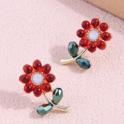 Korean style fashion sweet crystal flowers personality woman ear stud