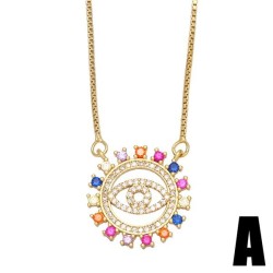 occidental style creative personality embed colorful diamond eyes necklace sam..
