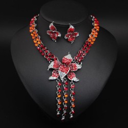   exaggerating occidental style tassel Rhinestone necklace earrings set clavic..
