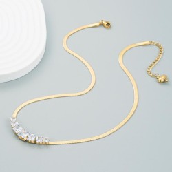 occidental style snake chain necklace ins wind samll embed zircon stainless st..
