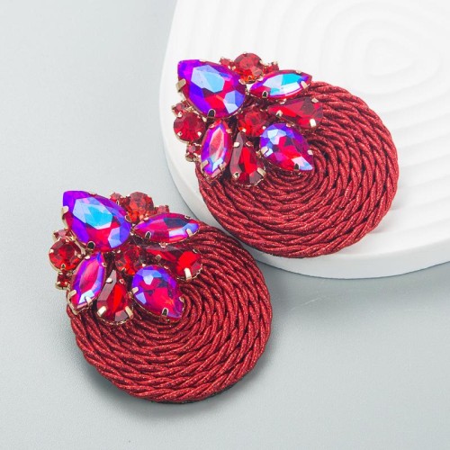occidental style wind fashion trend geometry diamond glass diamond elasticity weave earrings exaggerating Earring