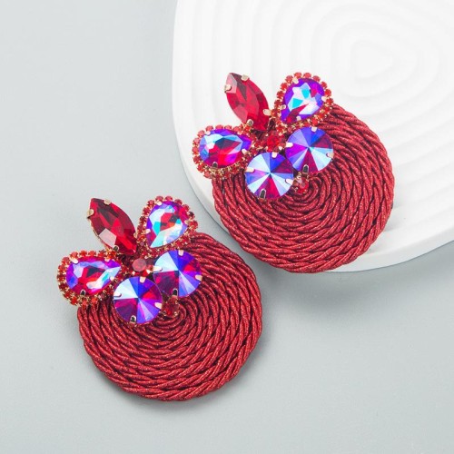 occidental style fashion personality geometry Alloy diamond glass diamond elasticity weave high earrings Earring
