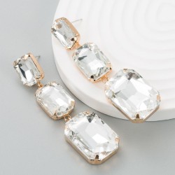occidental style fashion gradual change big samll square glass diamond Alloy p..