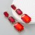 occidental style fashion gradual change big samll square glass diamond Alloy pendant earrings woman trend long 