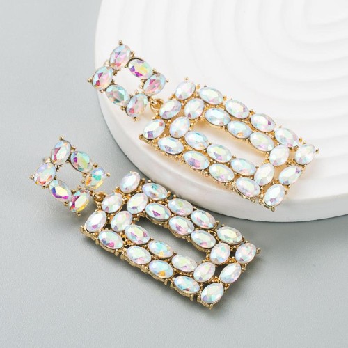 occidental style fashion brilliant Alloy colorful diamond high earrings Bohemian style trend exaggerating Ea