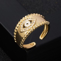 occidental style fashion bronze gilded embed zircon eyes ring opening