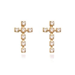  retro geometry cross Rhinestone earrings  occidental style fashion bronze dia..