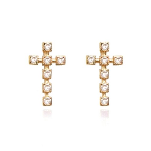  retro geometry cross Rhinestone earrings  occidental style fashion bronze diamond earring Earring woma