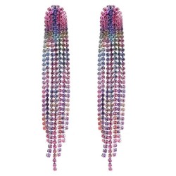 occidental style gradual change Rhinestone tassel earring  long style claw cha..