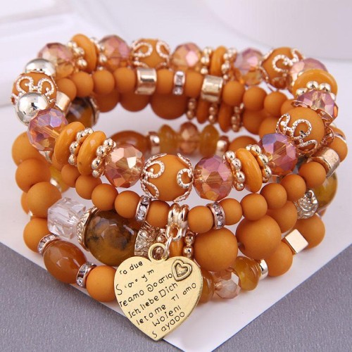 occidental style trend  Bohemia noble wind mash up Metal Peach heart temperament multilayer bracelet
