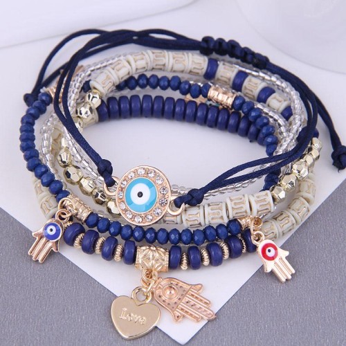 occidental style trend  fashion all-Purpose eyes eyes personality beads lady temperament multilayer bracelet