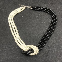 double color splice Pearl necklace woman  occidental style exaggerating chain ..