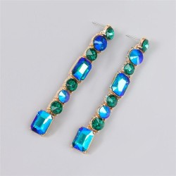 occidental style fashion Alloy diamond Rhinestone geometry long style earrings..