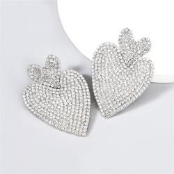 Alloy diamond Rhinestone Double layer love fully-jewelled earrings women super..