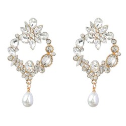 earrings fashion colorful diamond series Alloy diamond geometry flowers earrin..