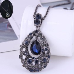 Korean style fashion  Metal retro flash diamond drop long necklace sweater cha..