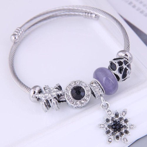 occidental style fashion  Metal all-PurposeD concise snowflake pendant personality bangle