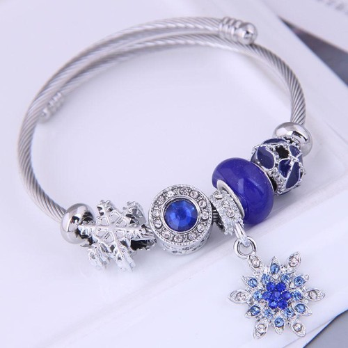 occidental style fashion  Metal all-PurposeD concise snowflake pendant personality bangle