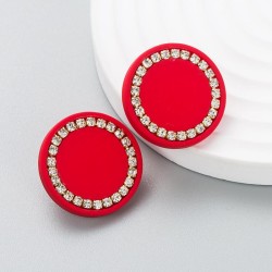 Korean style fashion brief samll Round embed Rhinestone earrings woman color t..