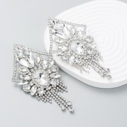 occidental style fashion high super Alloy colorful diamond long style tassel e..