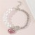  woman bracelet  Metal chain Pearl bracelet Peach heart enamel pendant brief fashion woman necklace
