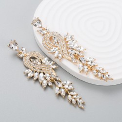 ins wind fashion exaggerating Alloy diamond Rhinestone geometry long style ear..