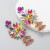 occidental style fashion exaggerating personality color embed Rhinestone pendant earrings Street Snap all-Purpo