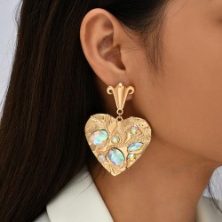occidental style creative exaggerating geometry heart-shaped Rhinestone earrin..