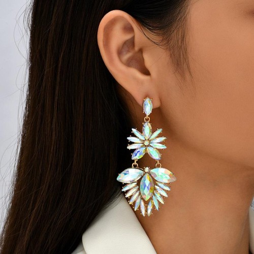 occidental style creative personality long style exaggerating Rhinestone earrings woman ins geometry earring