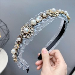  handmade diamond Pearl lace flower eadband sweet retro palace wind Metal woma..