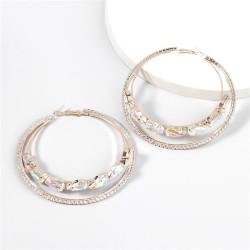 fashion Alloy diamond Rhinestone Double layer Round earrings women occidental ..