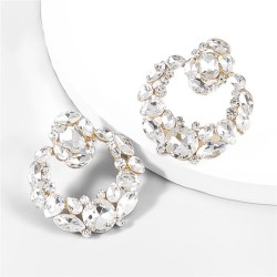 occidental style fashion Alloy diamond Rhinestone geometry earrings woman tren..