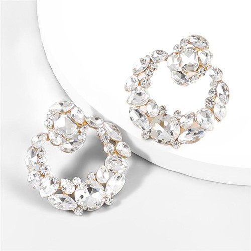 occidental style fashion Alloy diamond Rhinestone geometry earrings woman trend personality arringearrings