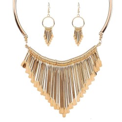  occidental style Metal tassel necklace set  fashion earrings twonecklace