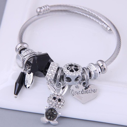 occidental style fashion  Metal all-PurposeD concise all-Purpose shine samll rabbit more elements personality bangle