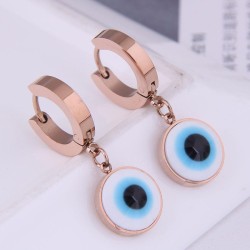 Korean style fashion sweetO eyes personality titanium steel temperament earrin..