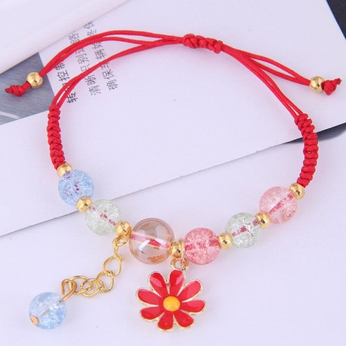 Korean style fashion  brief daisy pendant  all-Purpose crystal beads establishment rope personality bracelet