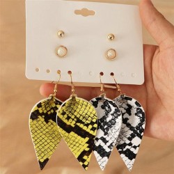 occidental style dropPU leather earrings retro Snake skin pattern woman earrin..