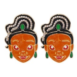 UR occidental style creative fashion cartoon woman diamond earrings Alloy enam..