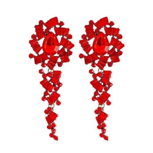 UR occidental style exaggerating fashion fully-jewelled long style earrings