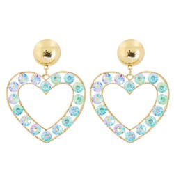 UR creative personality fashion heart-shaped Modeling earrings Alloy diamond h..