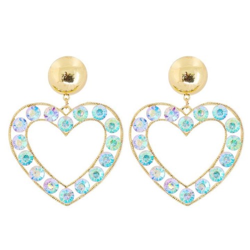 UR creative personality fashion heart-shaped Modeling earrings Alloy diamond hollow ear stud woman